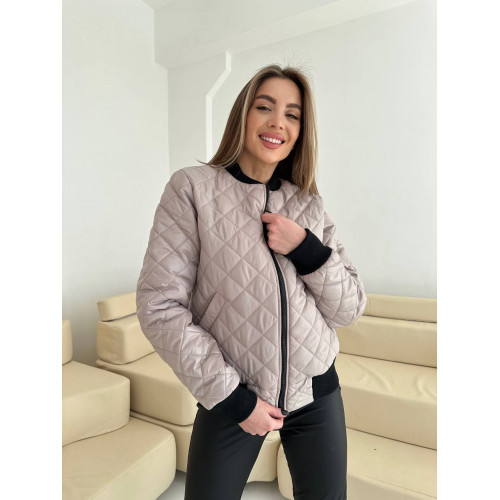 куртка женская стеганая бомбер бежевый куртка женская стеганая бомбер бежевый