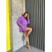 Летний женский костюм рубашка и шорты сиреневый 