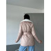 Женская зимняя стеганая куртка с мехом и поясом бежевая Женская зимняя стеганая куртка с мехом и поясом бежевая