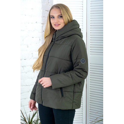 Демисезонная женская куртка больших размеров батальная хаки Демисезонная женская куртка больших размеров батальная хаки